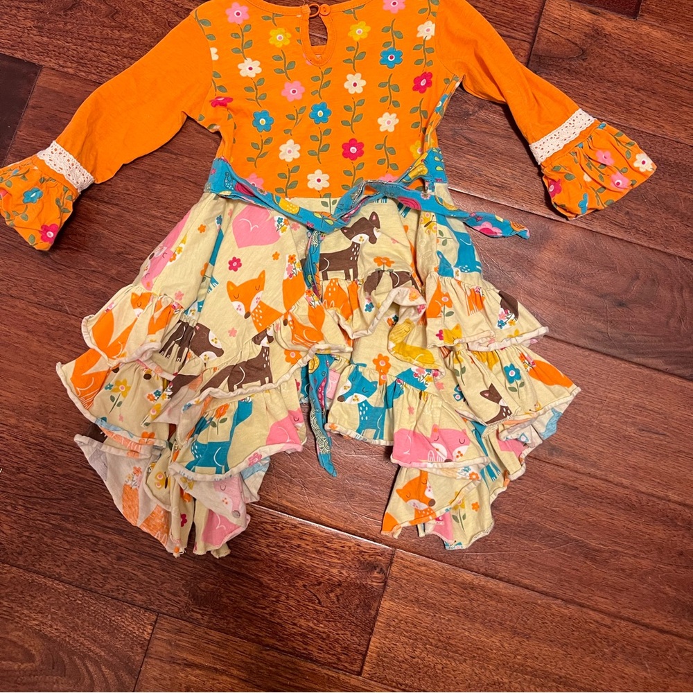 Jelly The Pug Girls Size 4T  Dress Ruffle Animal Print Fox News Dress